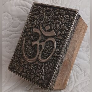 Intricate Floral Om Wooden Box